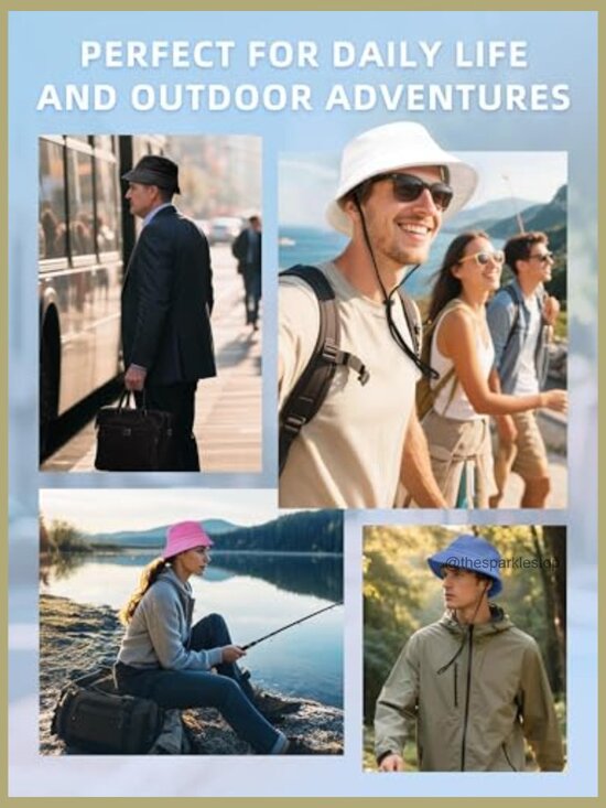 Lightweight Bucket Hat with Ponytail Hole, Adjustable Fit, Sun Protection